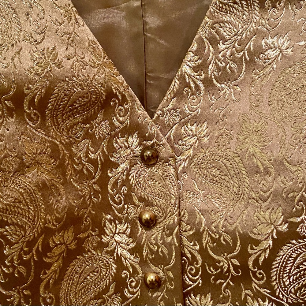 Ralph Lauren Women's Button-Front Golden Paisley Silk Jacquard Vest Waistcoat 12 - Picture 4 of 9